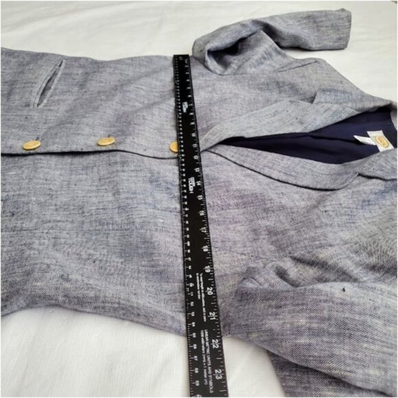 Talbots Irish Linen Blue 3-Button Blazer 3/4 Length Sleeves Pockets Size 14 - Picture 6 of 8